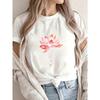 Women Casual T Shirt White Lotus Flower And Text Print Summer Outfit For Yoga And Daily Wear