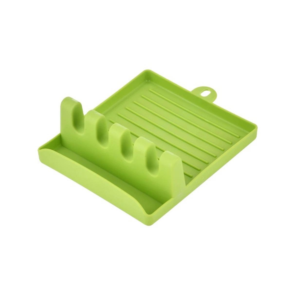 

Подставка для лопатки/половника/ложки с подставкой для сбора жира, подставка для кухонных принадлежностей на плиту и крышку кастрюли, держатель для кухонных принадлежностей, многофункциональная кухонная подставка для лопатки зелёный