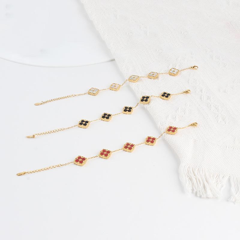 10mm Double-Sided Four-Leaf Clover Bracelet Titanium Steel Does Not Lose Colour Light Luxury Fashion Bracelet