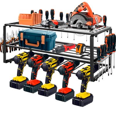 Rxakuded Almacenamiento de Herramientas Eléctricas Montaje en Pared Estilo Almacenamiento de Herramientas 3 Niveles Hierro para Herramientas Eléctricas Taladros Estante Multifuncional para Herramientas de Taladro Almacenamiento de Herramientas Longitud 49CM