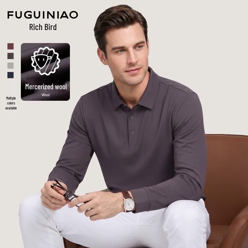 FUGUINIAO Men s Long Sleeve Polo Shirt L