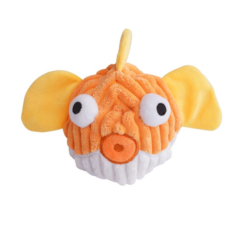 Pelúcia Fofa de Baiacu Squeaky Brinquedo para Gatos, Brinquedo Mastigável Durável de Veludo Cotelê para Gatos, Brinquedo Interativo para Gatinhos
