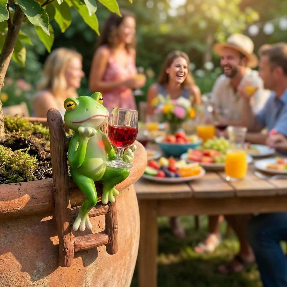 Tipsy Frog Planter Holder, Funny Mini Frog Plant Pot Statue, Resin Frog Flower Pot Decoration (1 piece)