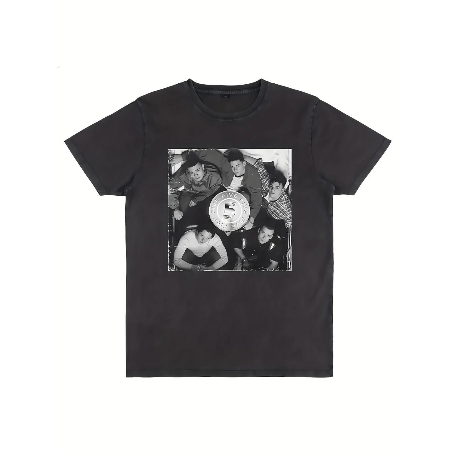 

Men s Five Band 2025 Tour Concert T-shirt - Printed Casual T-shirt, Regular Edition Concert T-shirt Suitable for All Seasons S чёрный