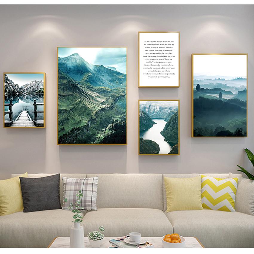İskandinav Tarzı Duvar Sanatı Tuval Baskı Boyama Oturma Odası Dekorasyon Resim İskandinav Dolomites Göl Doğa Manzara