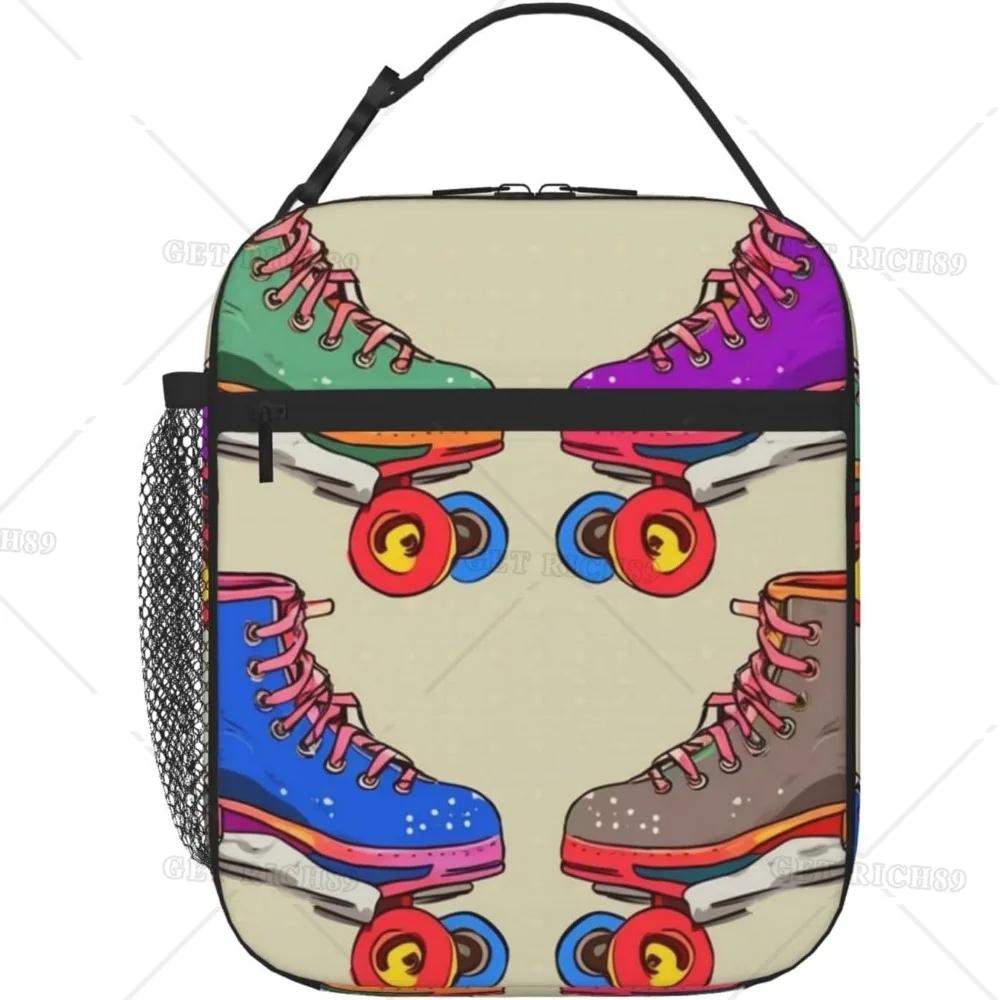 Skates Game Theme Insulated Lunch Bag for Women Men Diamond Mobile Phone Reusable Lunch Box Cooler Bag for Office Picnic