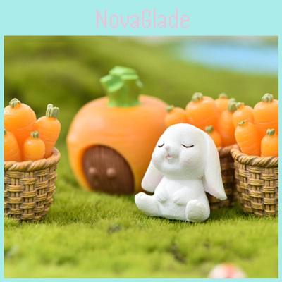 Adorable Rabbit Eat Carrot Diy Resin Figurine Perfect For Lifelike Micro Craft Decor