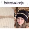 Korean Style Animal Ear Beanie Winter Hat for Women, Cute Knit Cap with Ears, Stretchy Warm Fuzzy Hat for Large Head