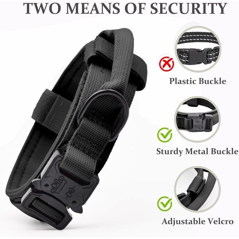 Taktisches Hundehalsband Verstellbar Militärisches Trainings-Nylon-Hundehalsband mit Kontrollgriff Schwere Schnellverschluss-Metallschnalle für Hunde
