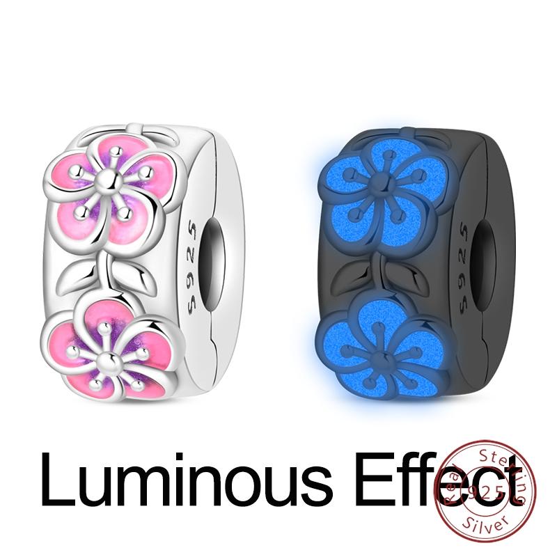 Original Luminous Charms Copper Fixed Clamp Beads Flower Fairy New Year'S Pendant Fit Bracelet Women Jewelry Gifts