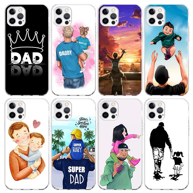 Dad And Baby Girl Boy Phone Case For iPhone 17 Air 11 13 Mini 14 15 Plus 16 12 Pro Max 16E SE 7 8 Pattern Soft TPU Back Cover 1