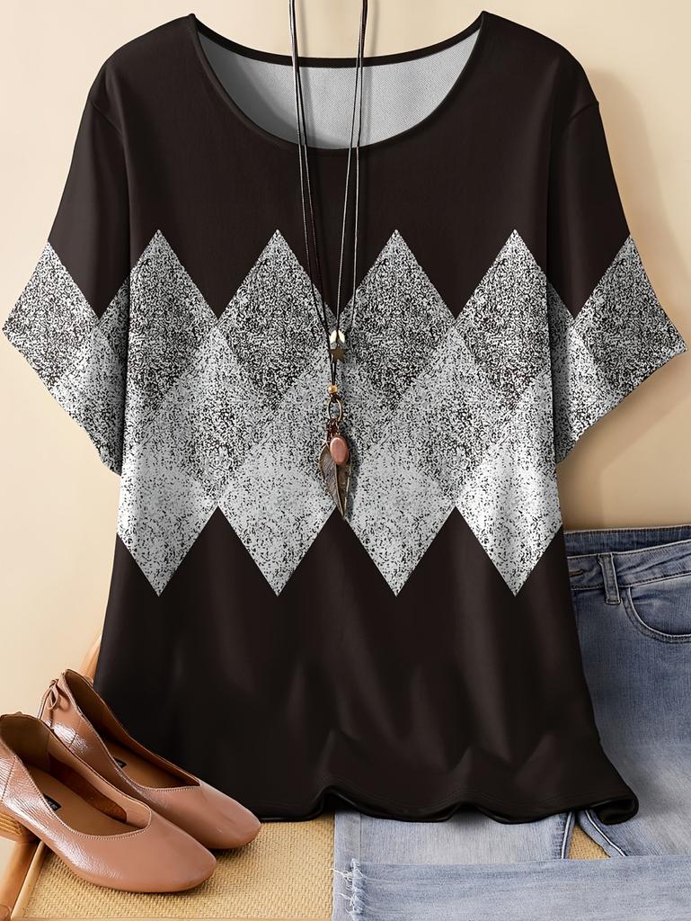 Summer Fashion Women's 3D Printed T-Shirt Short Sleeve O-Neck Denim-Like Graphics Print Tops Casual Streetwear Women's Clothing