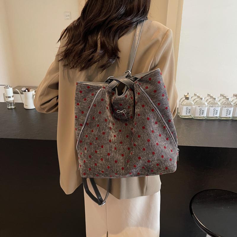 Vintage Tragetasche Damen Dot Print Unterarmtasche Große Kapazität Umhängetasche Multifunktionaler Rucksack