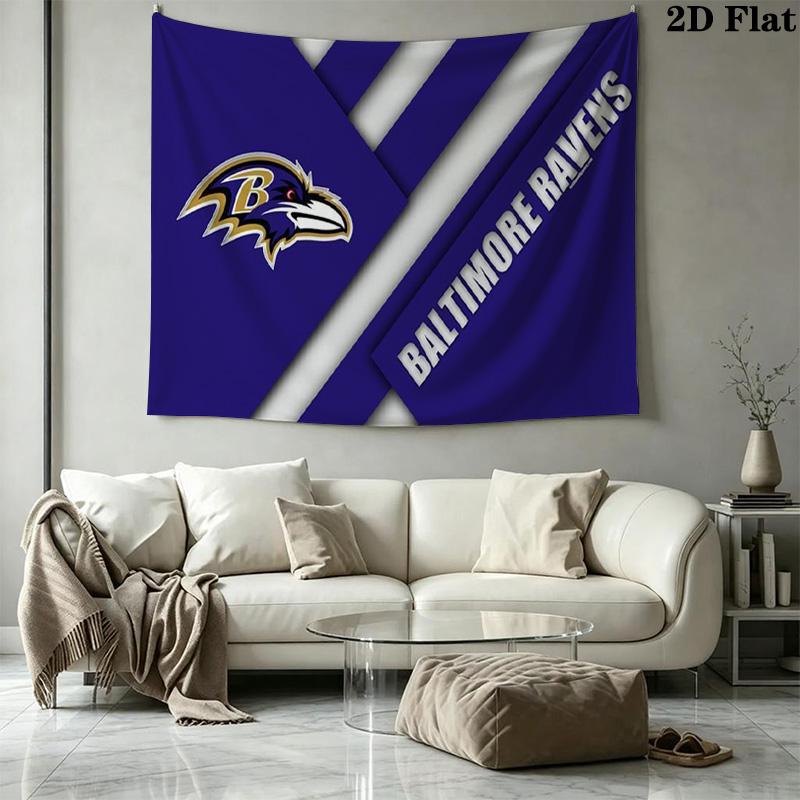 Baltimore Ravens Logo Wall Tapestry Aesthetic Wall Hanging Printed Fabric Blanket Decorative Tapestries for Bedroom Living Room Home Decor