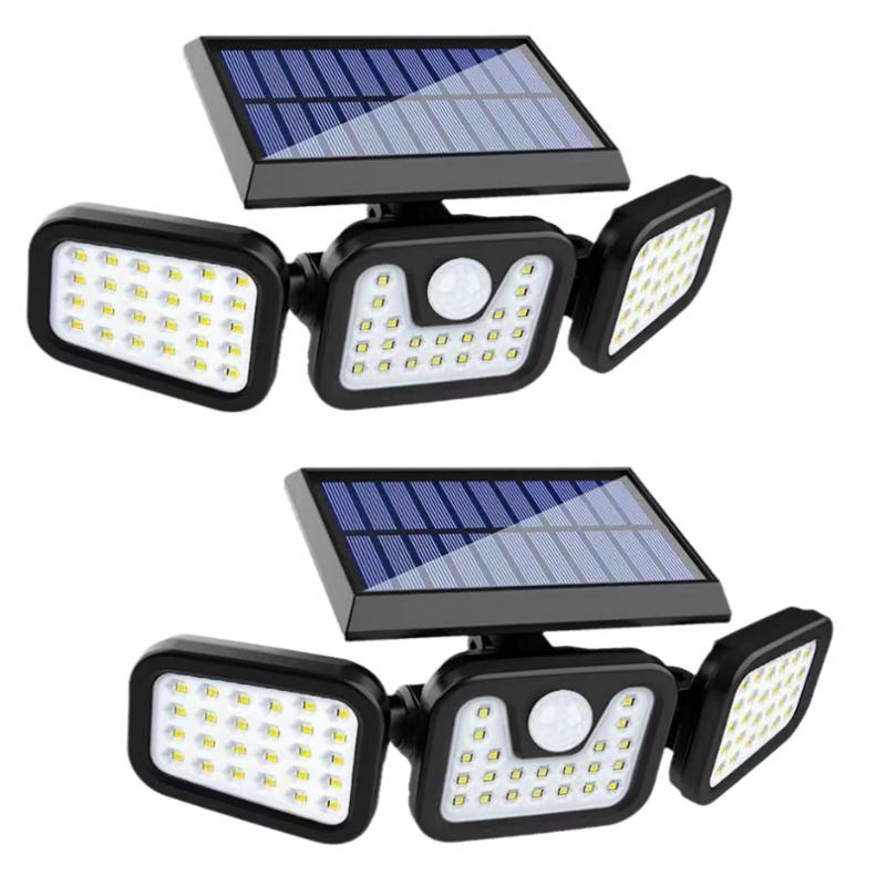 Solarleuchten Außen Bewegungsmelder Menschliche Induktion Einstellbarer Kopf IP65 Wasserdichte Solarstrom-Wandleuchte 74LED-2PCS