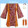 Halloween Arab Cosplay Costume Fringed Hippie Retro Outfit In Uniform Wool Fabric