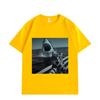 Selfie Chat avec Requin T-shirts Graphiques Drôles Hommes Femmes Mode Vintage Manches Courtes T-shirts Été Lâche Coton T-shirt