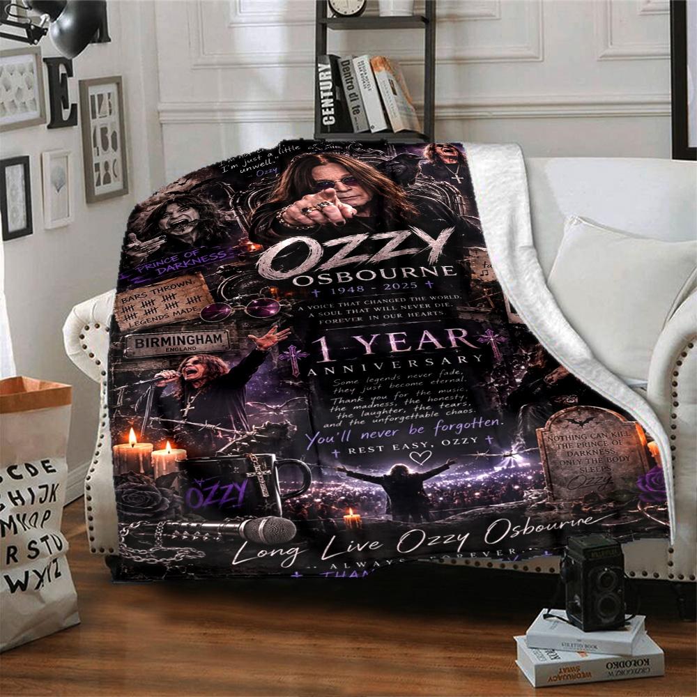 Ozzy Osbourne Heavy Metal Rock Poster Commemorativo Stampa Coperta di Flanella Morbida Calda Coperta da Divano Decorazione per la Casa per Divano Camera da Letto Viaggio