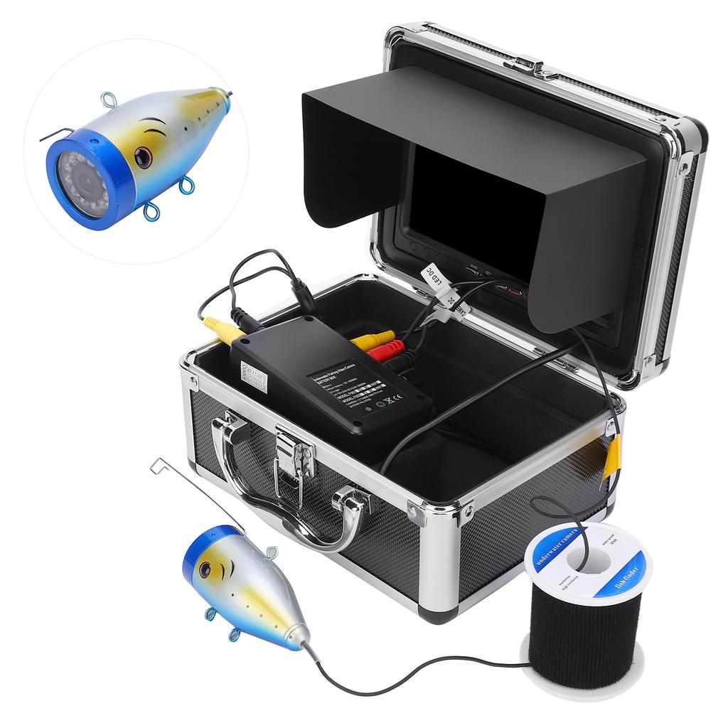 7in Underwater Fishing Camera 1000TVL 30 LEDs IP68 Waterproof Color Monitor 100‑240V
