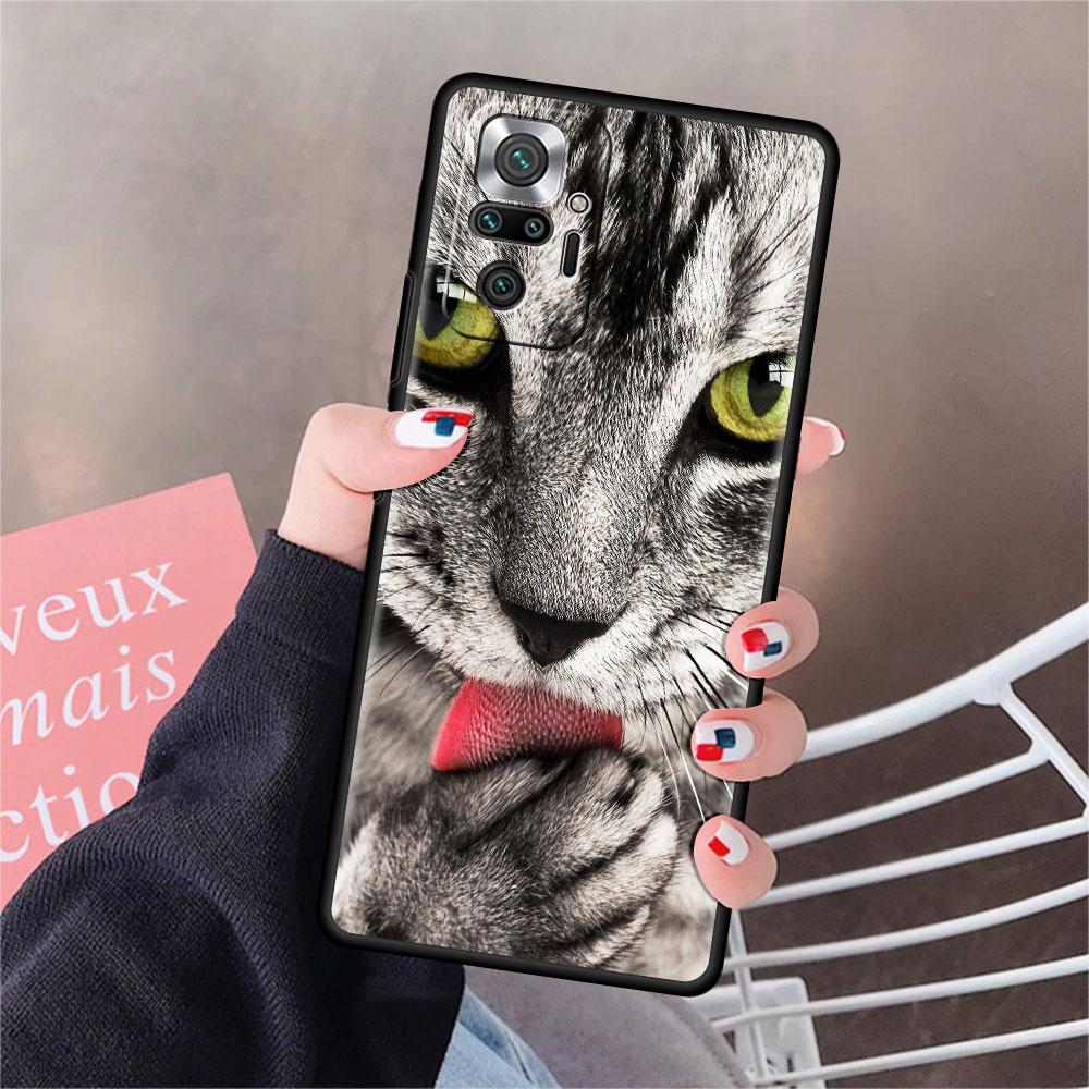 Pouzdro pro Xiaomi Redmi Note 10 9 11 Pro Měkké pouzdro na telefon 10S 9S K40 8 9A 9C 9T 7 10C 8T Silikonový kryt Roztomilé zvíře Kočka Skořápka Sac