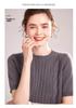 Women's Cashmere Round Neck Cable Knit Short Sleeve Loose Sweater for Autumn/Winter