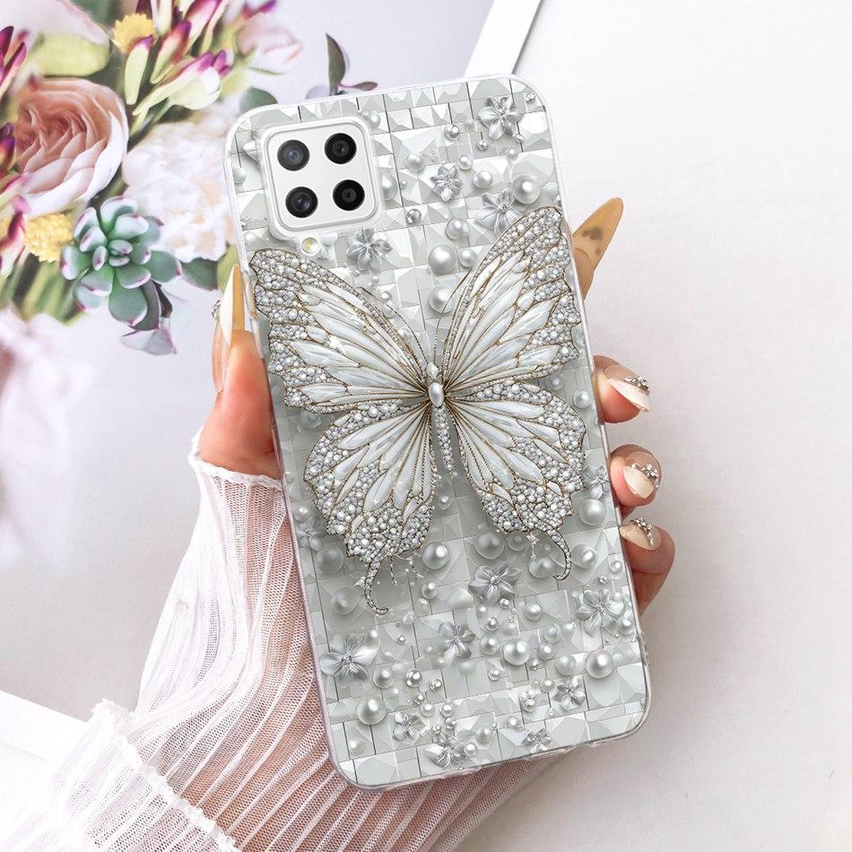For Samsung Galaxy A22 4G A225F 5G A226B Cute Flower Butterfly Cat Painted Case For Samsung A22 Soft Silicone TPU Phone Cases