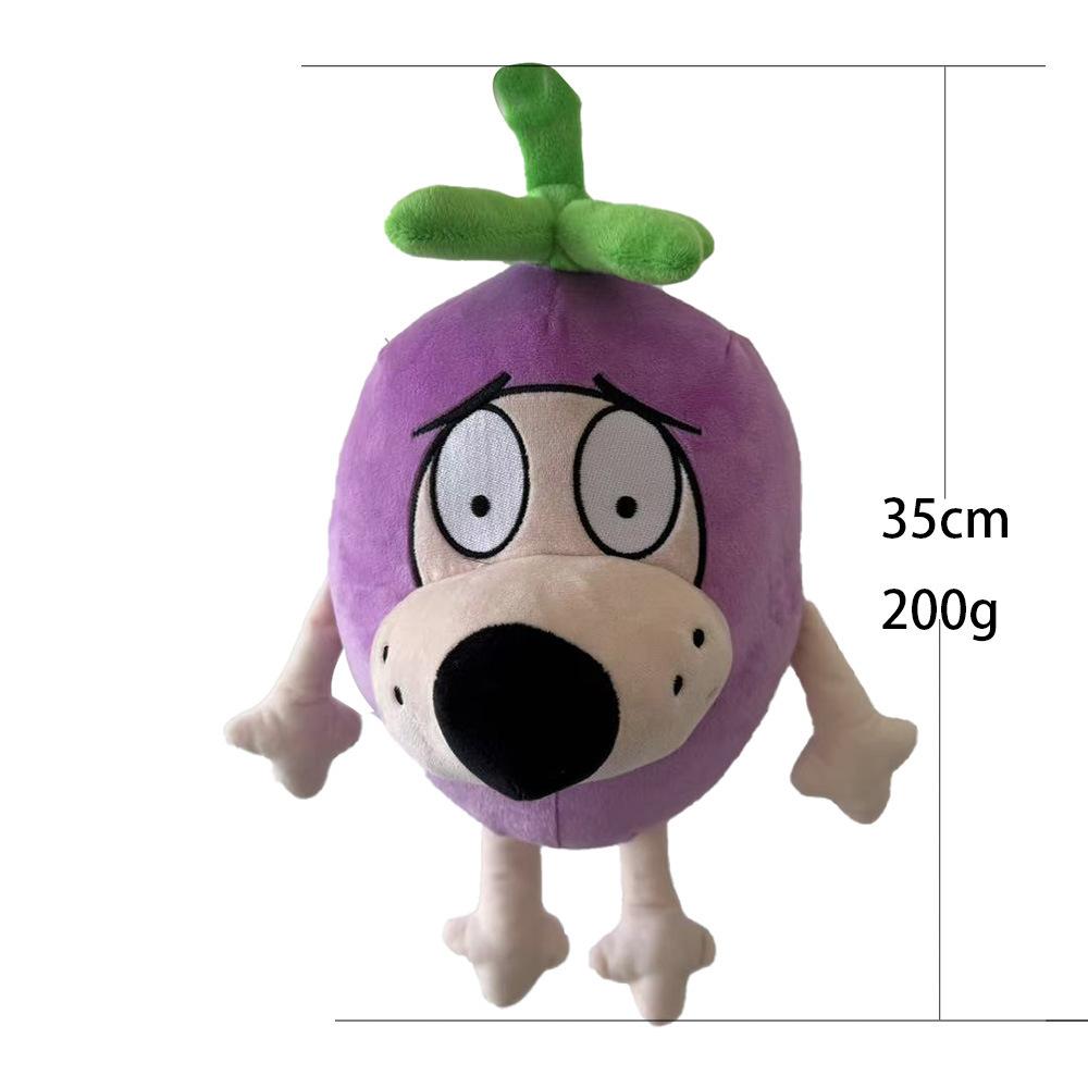 Kawaii Eggplant Courage Plush Purple Eggplant Dog Stuffed Pillow With Injured Gaze Collection Modle Toy For Kid Birthday Gifts