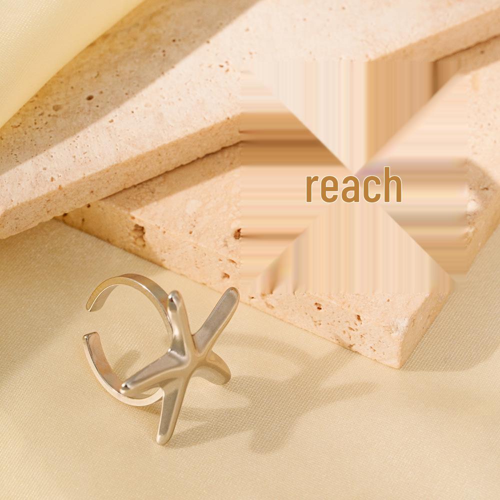 Elegant Starfish Open Ring: Stainless Steel, Non-Fading, Women's Resort Style Jewelry