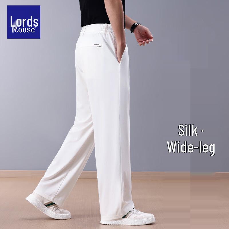 Luotz Men's Silk Blend Loose Straight Leg Casual Pants