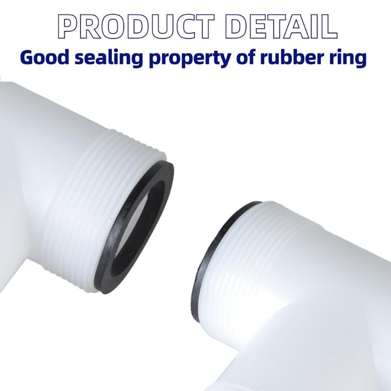 Pool Hose Adapter Connector Replacement T Splitter with 3 Rings Connectors 1.5in Valves to 1.5in Hose for Swimming Pool