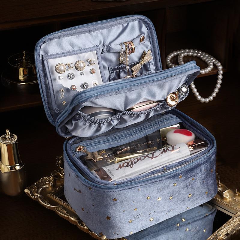 2025 Women's Large Capacity Velvet Cosmetic Bag - Portable, Stylish, Luxurious