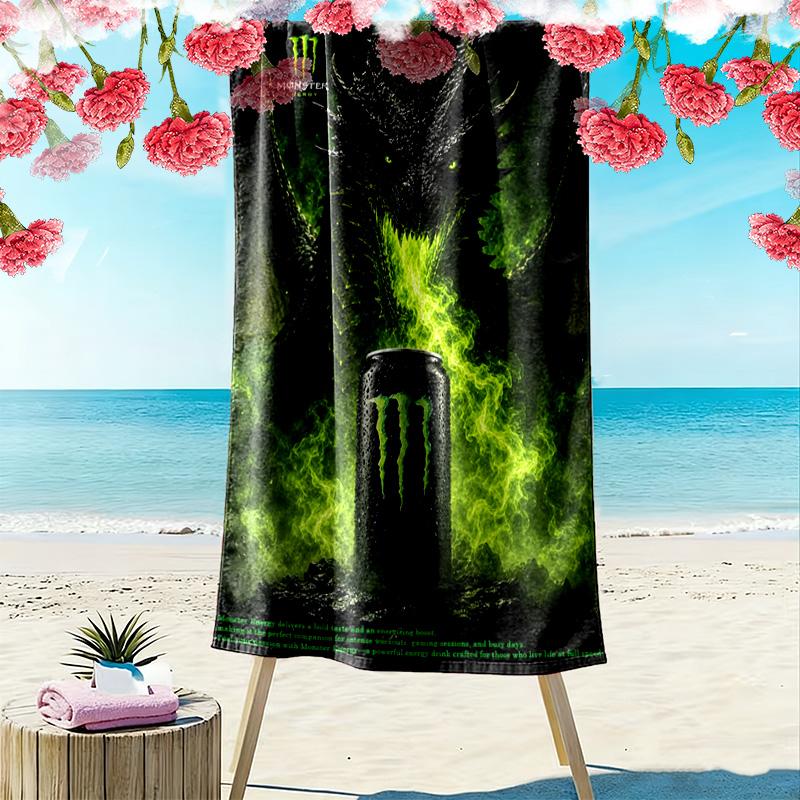 Monster Energy Drink Up Adventures Beach Towel Portable For Travel Beach Towel For Vacation Photos Absorbent Bath Towel Quickdrying Swim Towel