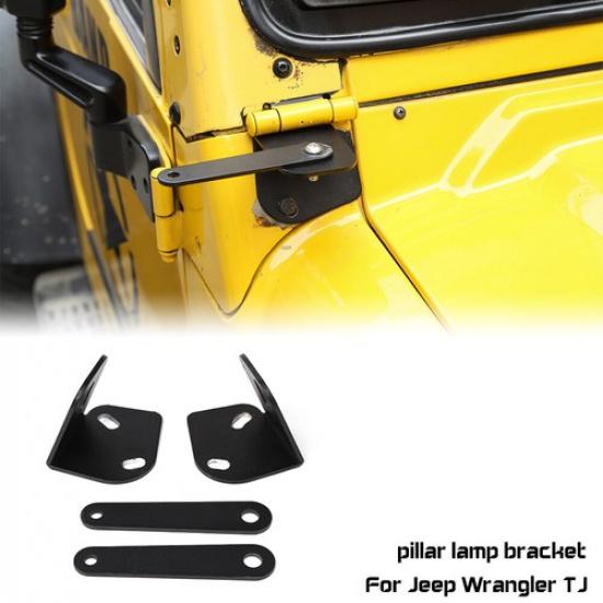 

2pcs Black Car A-pillar Lamp Mount Bracket Holder Kit for Jeep Wrangler TJ 97-06