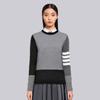 TB Knitted Sweater Women's Autumn/Winter New Base Sweater Soft Sticky Sweater Lazy Style Color Collision, Small and Casual Versatile Long Sleeve