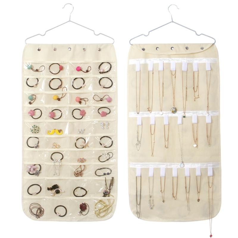 Double sided Jewelry Organizer Storage Bag Closet Rings Earring Necklace Bracelet Organizer Hanging Jewelry Holder