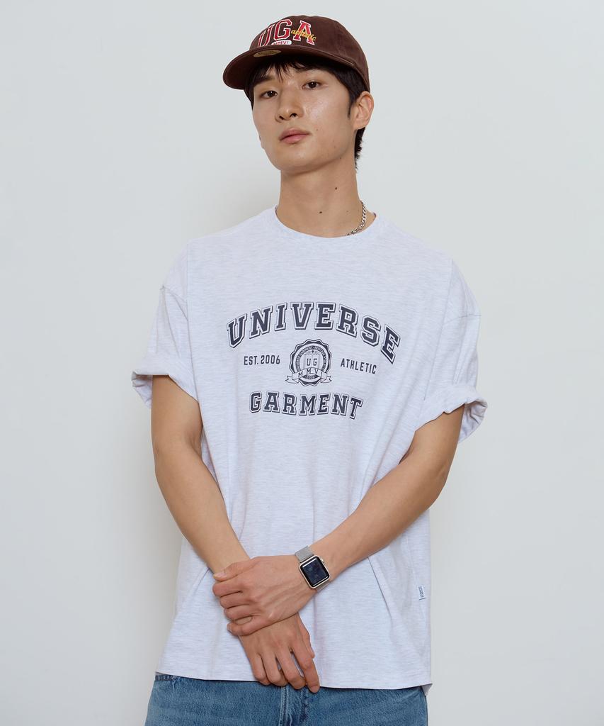 Yunibeoseugameonteu Ug Symbol Logo Print T-Shirt_Melange Grey