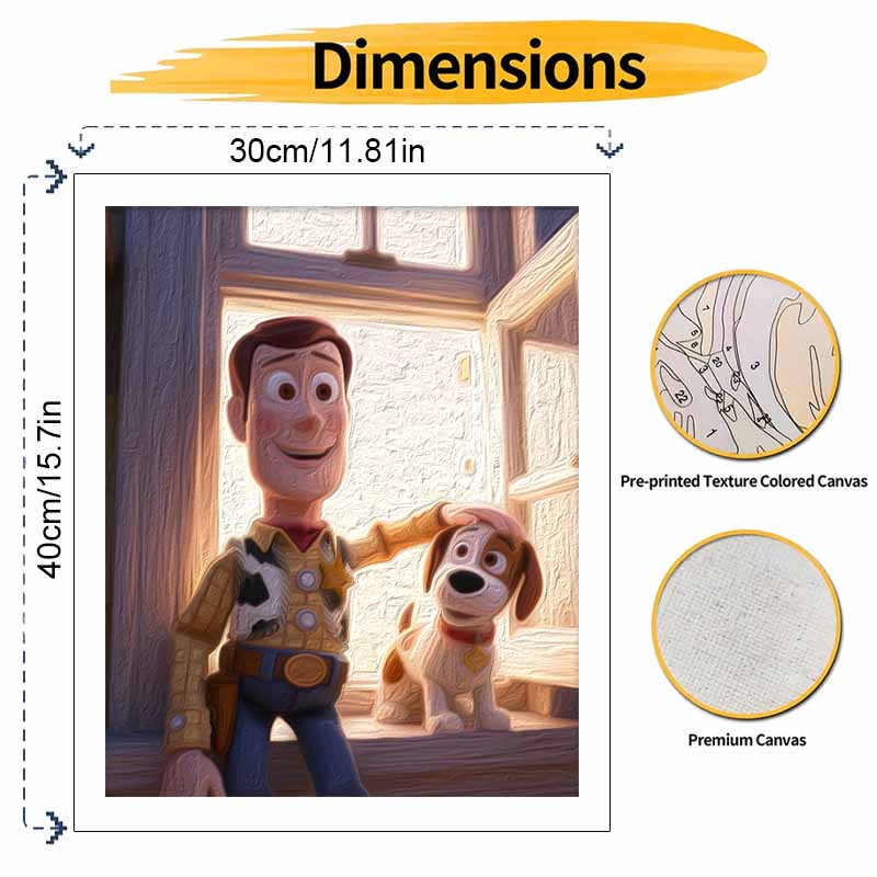 Disney Toy Story Sheriff Woody and Puppy Digital Oil Painting Art Kit Hand Painted Home Decor