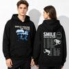 2026 Jutes Smile You're On Tour Hoodies Black Couple Pullovers with Kangaroo Pocket Unisex Men Women Hooded Sweatshirt Print Top