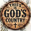 Rustproof Waterproof God's Country Round Metal Sign Home Wall Decor Coffee Shop Bedroom Gift