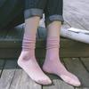 5 Pairs Solid Ribbed Crew Socks Women Mixed Color 4 Seasons Fit Loose Socks Set Daily Basic Sox