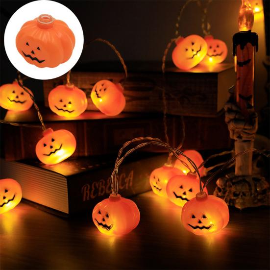 Halloween Light String 3D Pumpkin Design Easy to Use Battery Operated LED Light String Indoor Outdoor Decoration