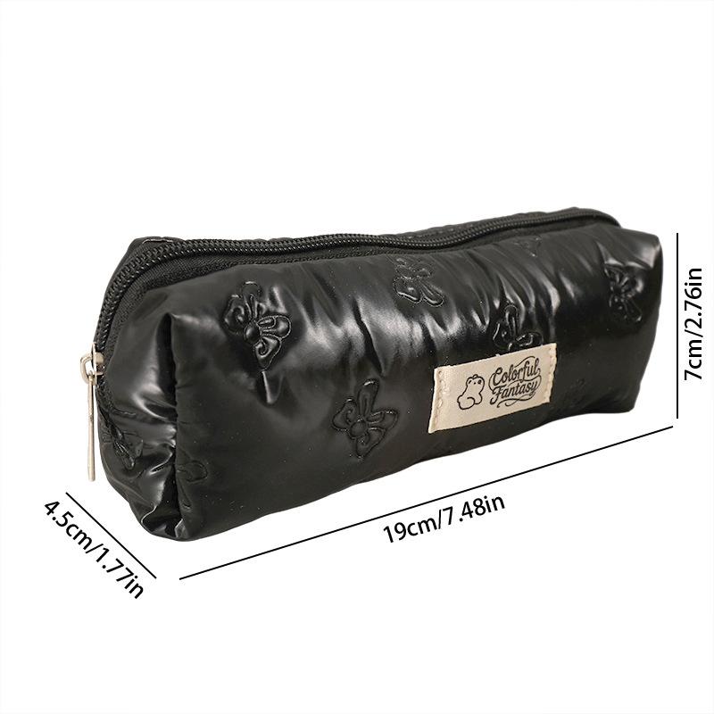 Cartoon Bowknot Pen Bag Students Stationery Pencil Case School Supplies Zipper Design Large Capacity Cosmetics Storage Bag