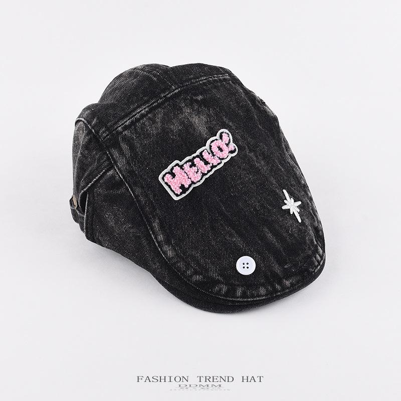 Forward Cap Female Spring and Summer Fashion Do Old Cowboy Retro Beret Y2k Cute Show Face Small Duck Tongue Newsboy Cap