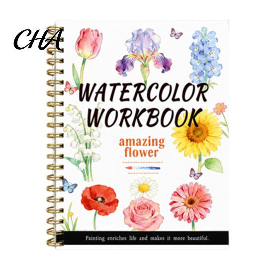 Floral And Daily Object Coloring Watercolor Book, Clean Bright Patterns Design, Thick Book for Kids Paper Multi-theme Paint Art Skill Development