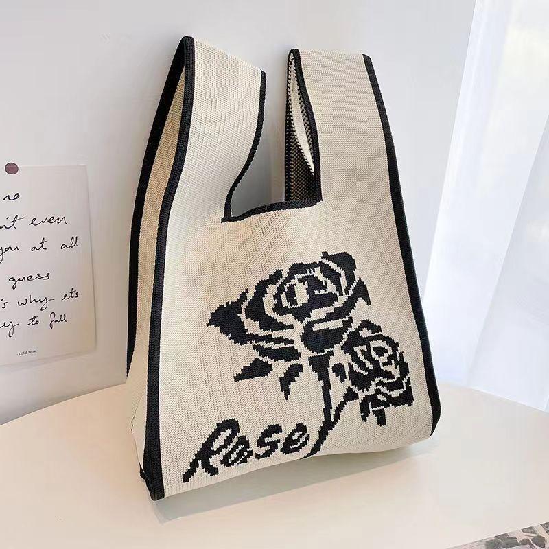 Sommer Damen Niedliche Mini-Tasche Vielseitige Mode Handytasche Cartoon Gestrickte Handtasche Umhängetasche Umhängetasche