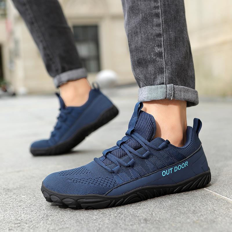 Scarpe da Escursionismo e Ciclismo da Uomo Antiscivolo a Cinque Dita con Punta Larga in Fly-Knit