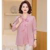 Mom spring and autumn knitted bottoming shirt spring top fashion fake two-piece fashion year-old women's clothing