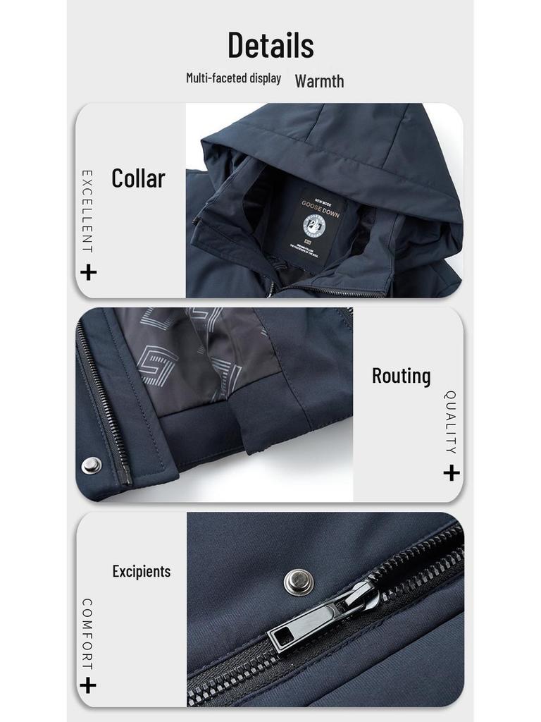Men's Winter Goose Down Hooded Jacket - Stylish & Trendy 90% White Goose Down Filling