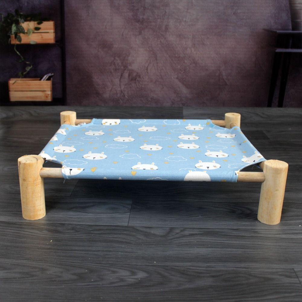 Wooden Frame Camp Bed Portable Cooling Bed Lazy Mat Pet Hammock  For Small Pets