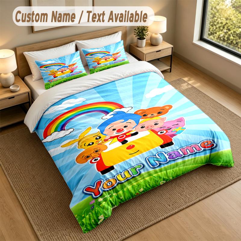 Custom Name Text Bedding 3Pcs Set,El Payaso Plim Plim 1 Duvet Cover 2 Pillowcases Soft Bed Linen For Gift
